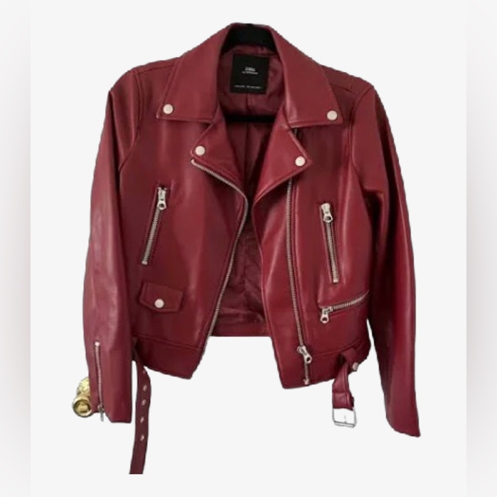 Faux Leather Crop Biker Jacket